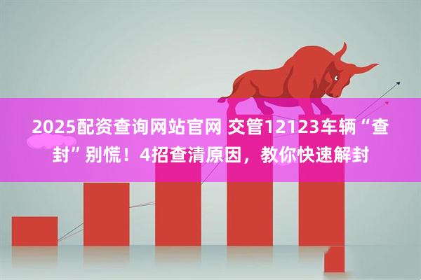 2025配资查询网站官网 交管12123车辆“查封”别慌！4招查清原因，教你快速解封