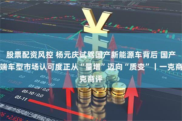 股票配资风控 杨元庆试驾国产新能源车背后 国产高端车型市场认可度正从“量增”迈向“质变”丨一克商评